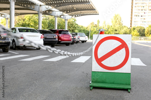 Restriction sign near parki...