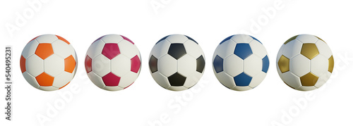 3D soccer ball Football orange red black blue yellow gold color