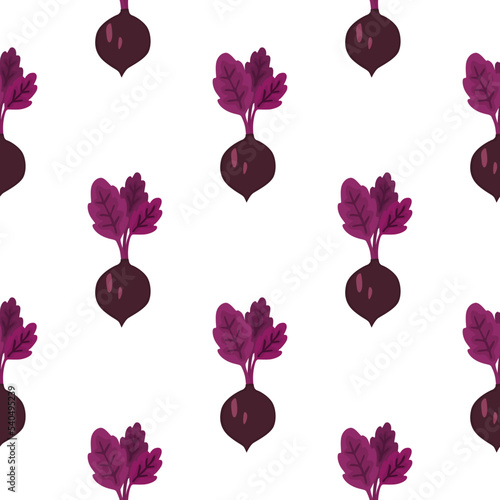 Hand drawn beet seamless pattern. Doodle beetroot wallpaper.