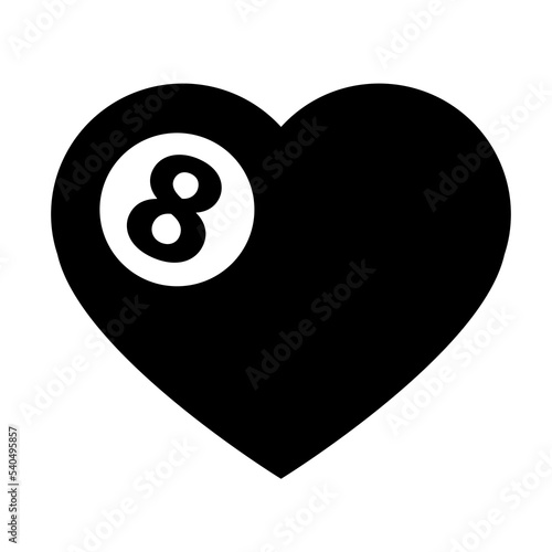 Billiard heart vector illustration. Love sport play. Ball isolated object on white background. Cue sports, snooker, pool