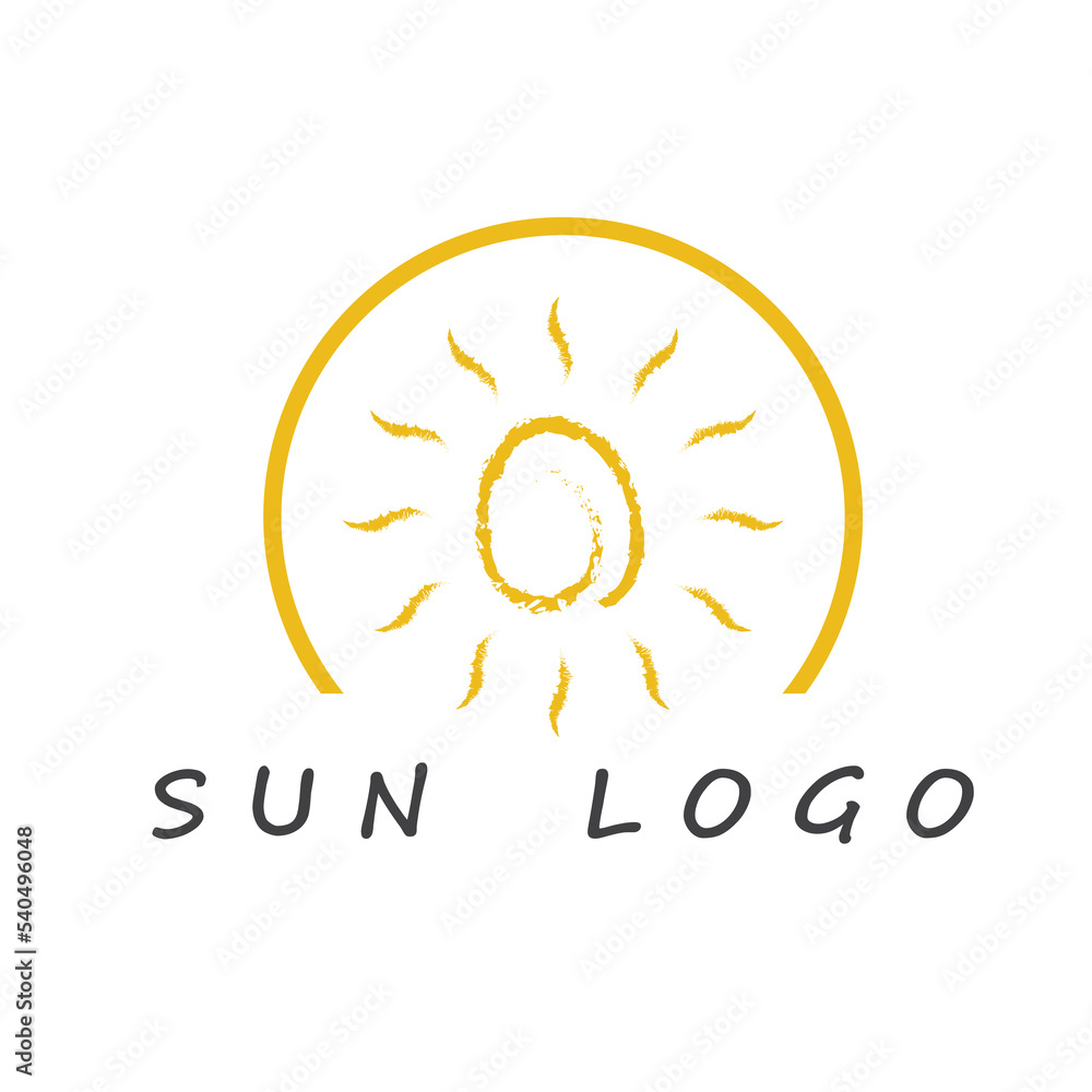 Fototapeta premium Water wave and sun icon vector illustration design logo