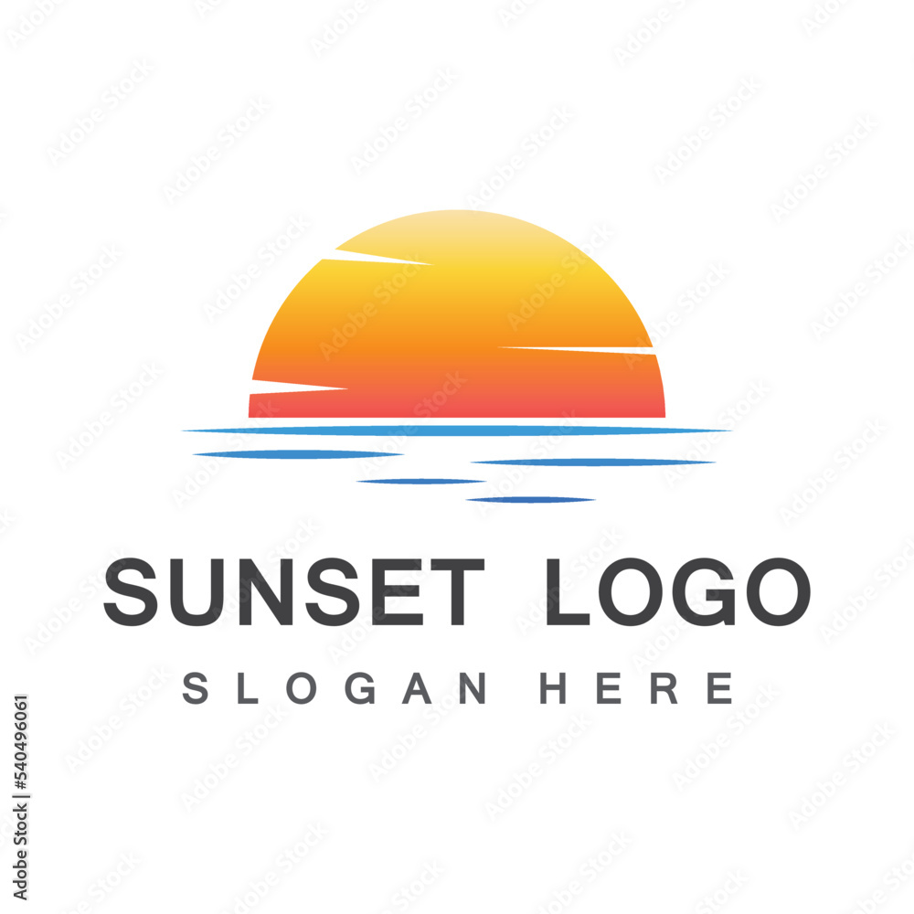 Water wave and sun icon vector illustration design logo Water wave and sun icon vector illustration design logo