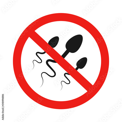 Spermatozoa and prohibited flat symbol. The concept of male contraception.