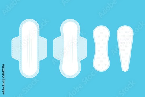 Feminine hygiene. Sanitary napkins set. Flat vector illustration.