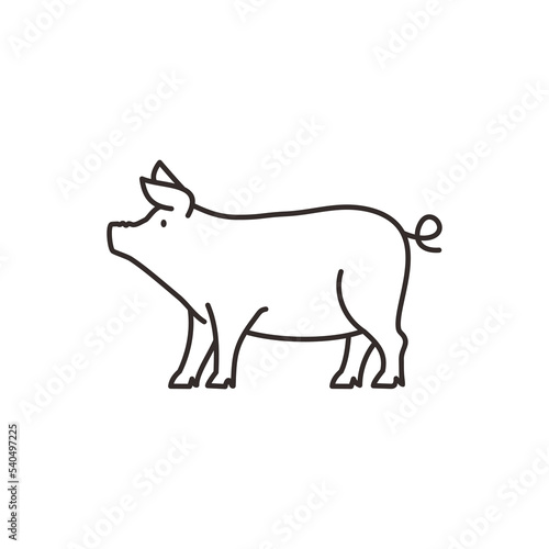 pig icon, piggy silhouette linear design vector illustration eps10