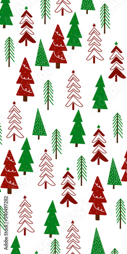 set of colorful Christmas trees, new year, Christmas trees, red and green