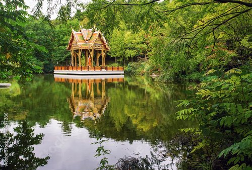 Thai-Sala (Thai room) in Westpark and reflection in water photo