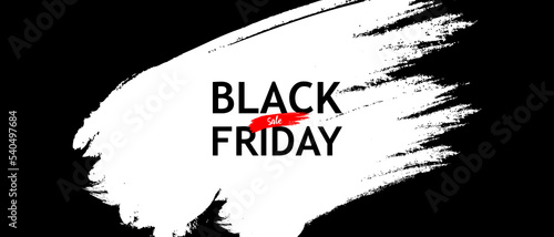 Black friday sale banner with a brush stroke. Modern trendy horizontal banner  poster  header template for website. Vector EPS 10