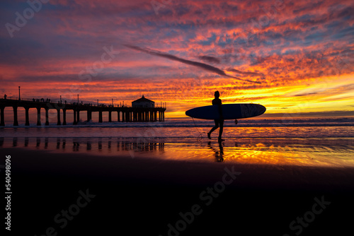 Manhattan Beach Sunset Surfer