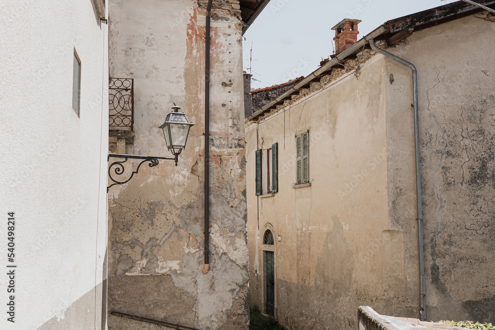 Old historic Italian architecture. Traditional European old town buildings. Aesthetic summer vacation travel background