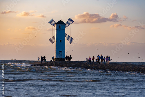 Obraz na płótnie Windmill by the sea in Świnoujście.
Poland, Sommer 2022 w salonie