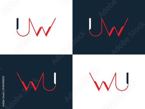 Creative UW, WU letters logo, icon design template vector, end company business logo.