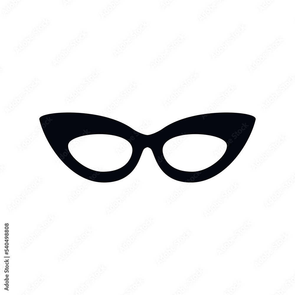 Fototapeta premium Trendy cat eye sunglasses vector drawing. Hand drawn graphic icon isolated on white. Flat minimal illustration.
