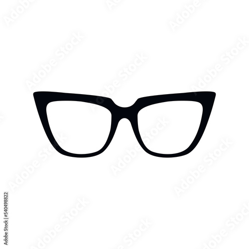 Vector cat eye sunglasses drawing. Hand drawn graphic icon isolated on white. Flat minimal illustration.
