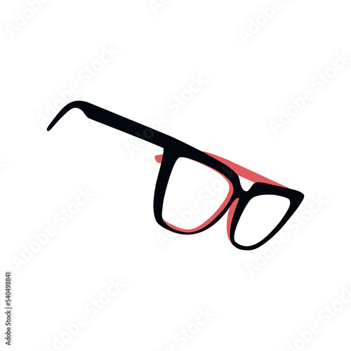 Flat sunglasses side view vector drawing. Hand drawn graphic icon isolated on white. Minimal illustration.