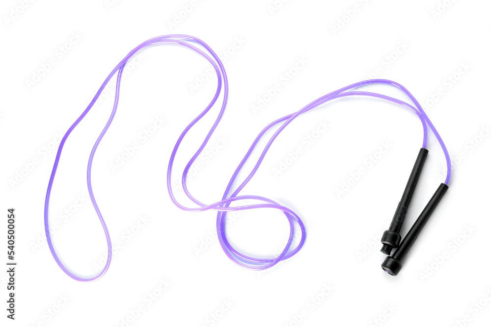 Lilac skipping rope isolated on white background Lilac skipping rope isolated on white background