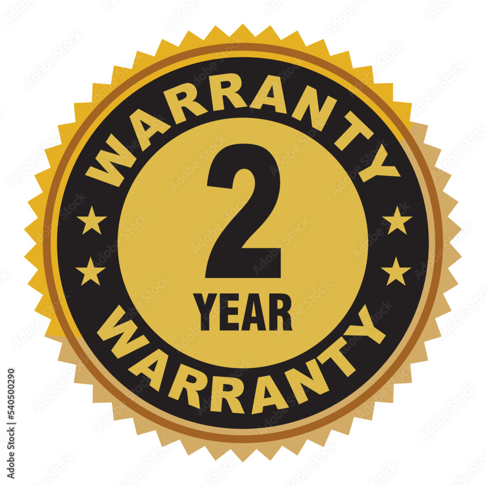 Two year warranty icon, 2 year warranty badge, mark, seal, stamp, label. Two year warranty icon, 2 year warranty badge, mark, seal, stamp, label.