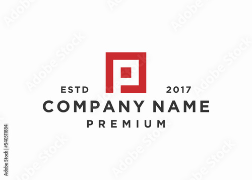 letter p square logo design vector illustration template