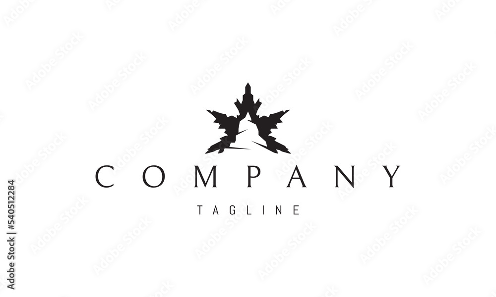 Vector logo on which an abstract image of a maple leaf with a mountain inside. Vector logo on which an abstract image of a maple leaf with a mountain inside.