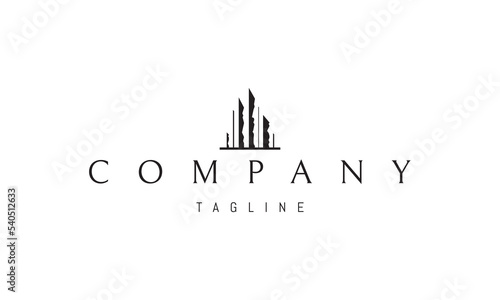 Vector logo on which an abstract image of an abandoned, dilapidated city.