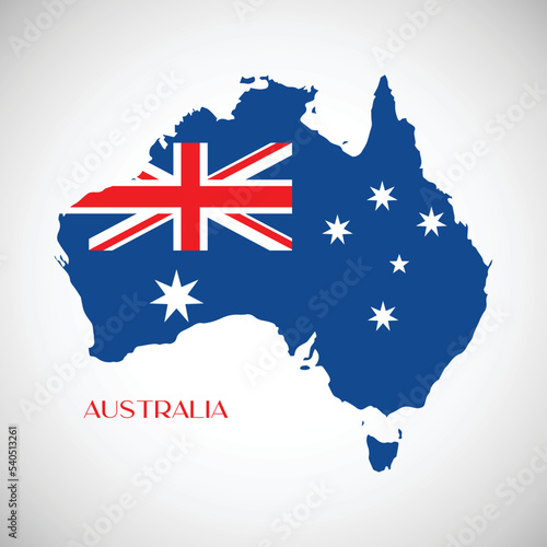 Map and flag of Australia. Vector illustration.