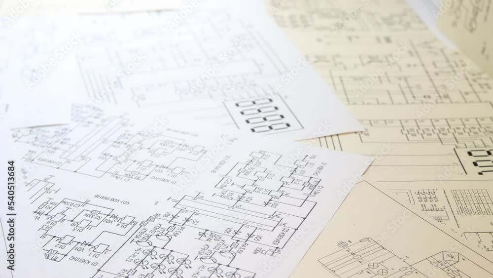 Printed drawings of electrical circuits. Science, technology and electronics. Printed drawings of electrical circuits. Science, technology and electronics.