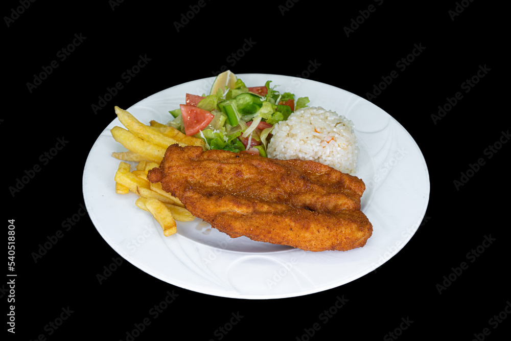 Chicken Schnitzel in a white plate Chicken Schnitzel in a white plate