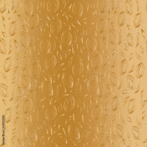 Fototapeta Naklejka Na Ścianę i Meble -  Golden cocoa pattern. Vector illustration. Decor. Pattern for chocolate packaging. Design for banner poster background. Dessert sweet box.  Seamless pattern. Golden trendy luxury style. 