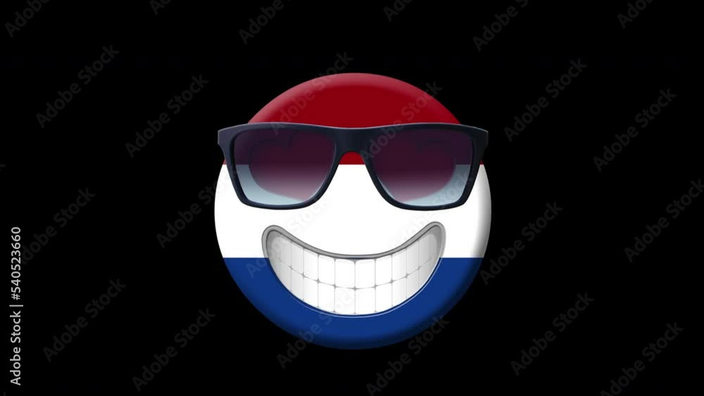 Netherland.Animation of smiling face with netherlands flag isolated by the Alpha channel (transparent background).Animated Emoji. Smiley face icon animation .Emoticon.Travel Netherland Netherland.Animation of smiling face with netherlands flag isolated by the Alpha channel (transparent background).Animated Emoji. Smiley face icon animation .Emoticon.Travel Netherland