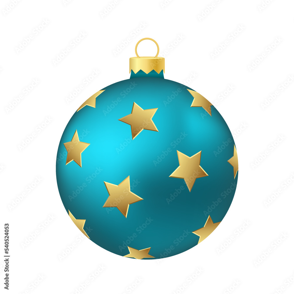 Aqua blue Christmas tree toy or ball Volumetric and realistic color illustration Aqua blue Christmas tree toy or ball Volumetric and realistic color illustration