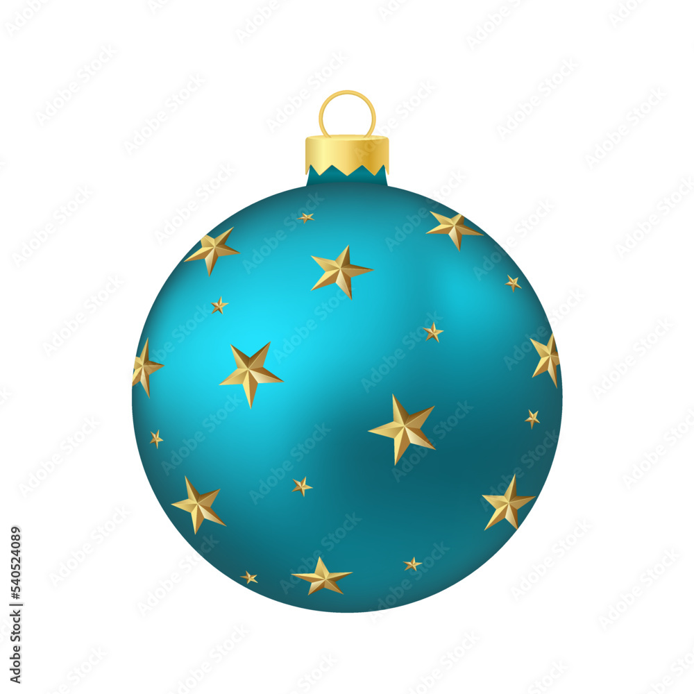 Aqua blue Christmas tree toy or ball Volumetric and realistic color illustration Aqua blue Christmas tree toy or ball Volumetric and realistic color illustration