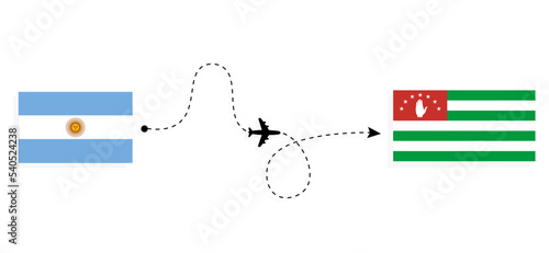 Flight and travel from Argentina to Abkhazia by passenger airplane Travel concept