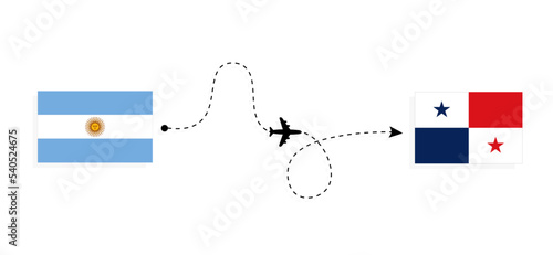 Flight and travel from Argentina to Panama by passenger airplane Travel concept