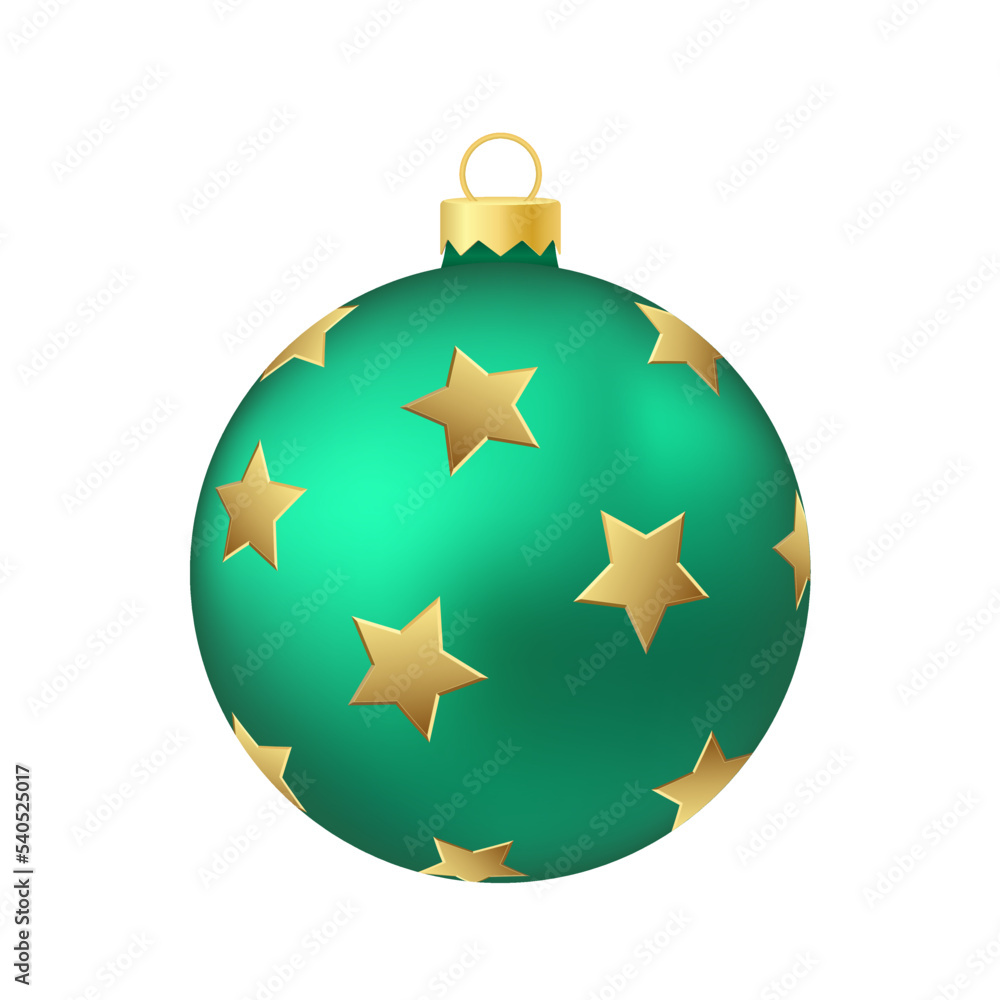 Green menthol Christmas tree toy or ball Volumetric and realistic color illustration Green menthol Christmas tree toy or ball Volumetric and realistic color illustration