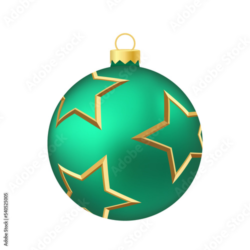Green menthol Christmas tree toy or ball Volumetric and realistic color illustration