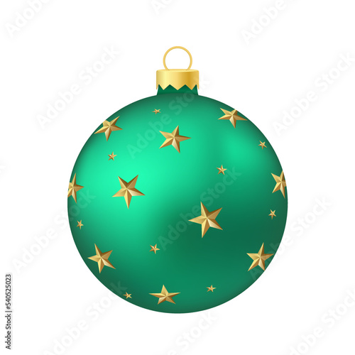 Green menthol Christmas tree toy or ball Volumetric and realistic color illustration