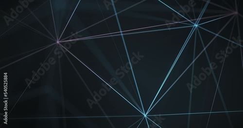 3d animation with abstract futuristic technology imagery with color shifting polygonal shapes on dark blue background. Digital technology concept. Perfect loop	