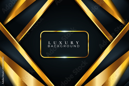 Modern abstract background luxury overlapped black metllic with golden color vector based photo