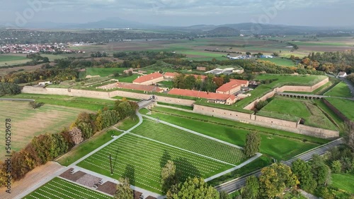 Aerial view of the fortress in the city of Terezin in the Czech Republic photo
