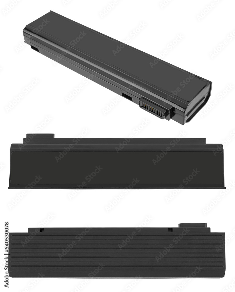 battery for a laptop, a spare part for a computer, on a white background battery for a laptop, a spare part for a computer, on a white background
