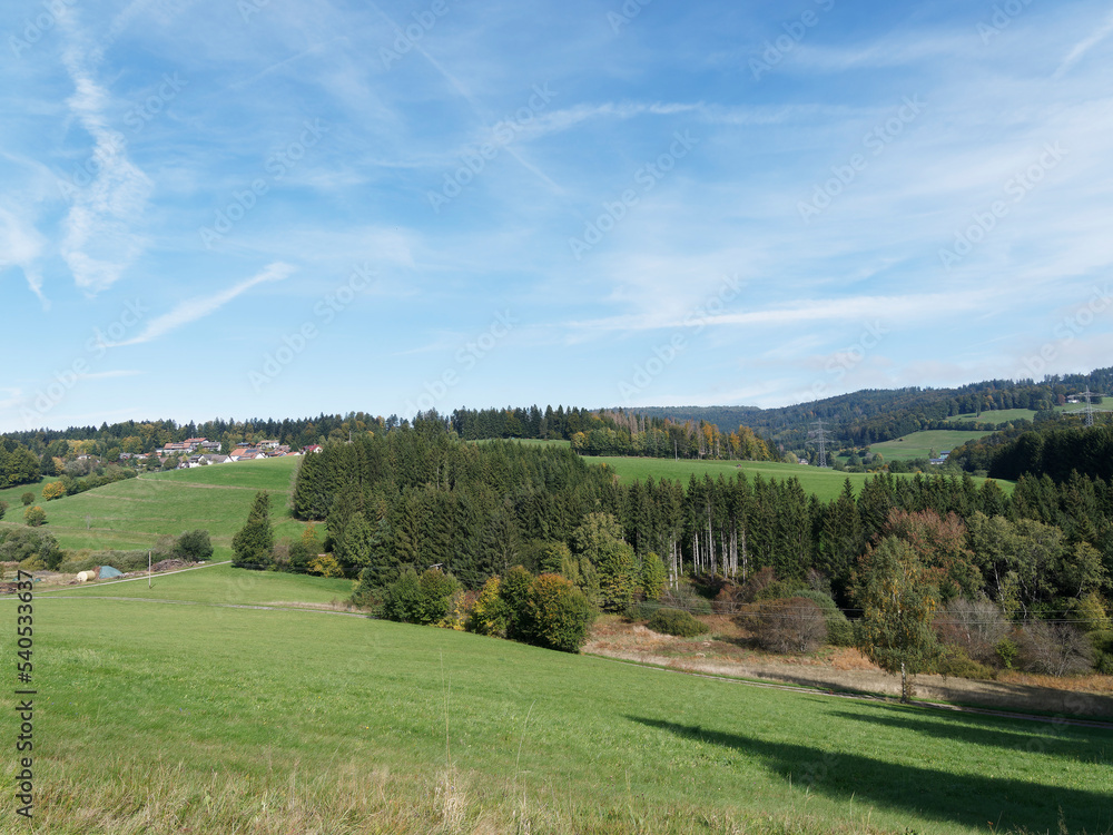 Hotzenwald. Naturpark Südschwarzwald. Landschaft rund um das Dorf Rüttehof vom Holzenpfad