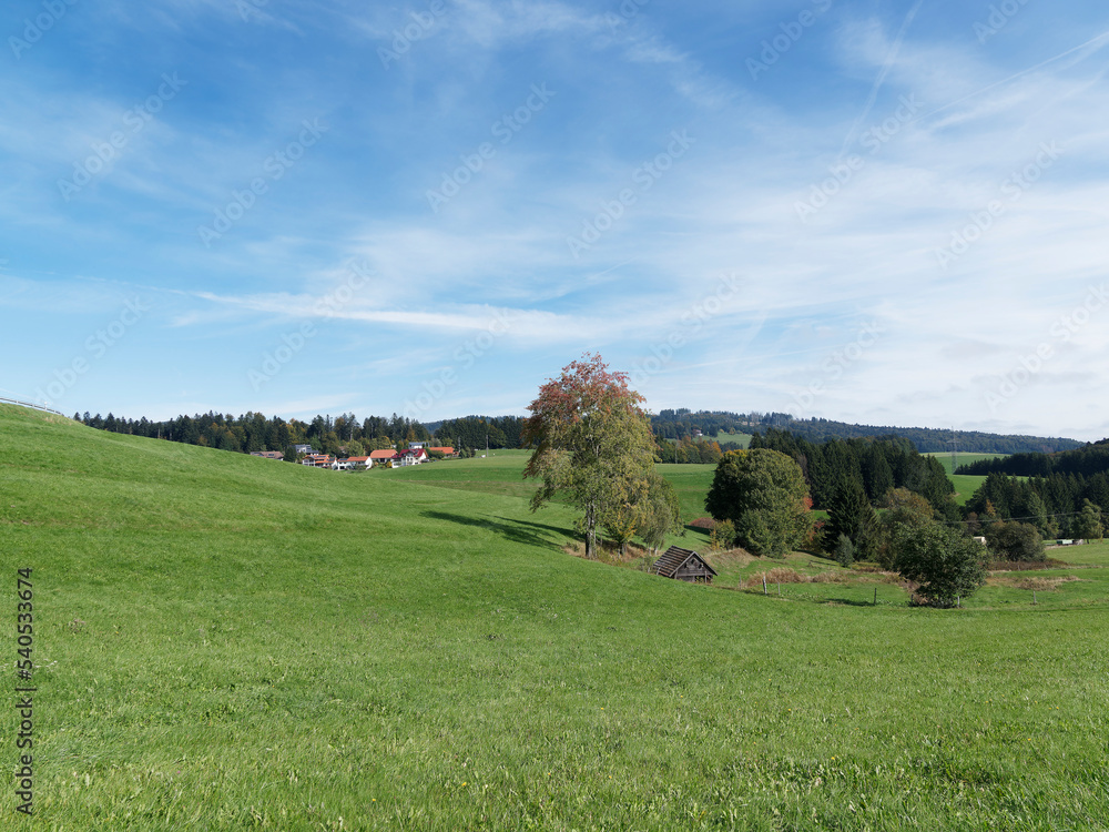 Hotzenwald. Naturpark Südschwarzwald. Landschaft rund um das Dorf Rüttehof vom Holzenpfad Hotzenwald. Naturpark Südschwarzwald. Landschaft rund um das Dorf Rüttehof vom Holzenpfad