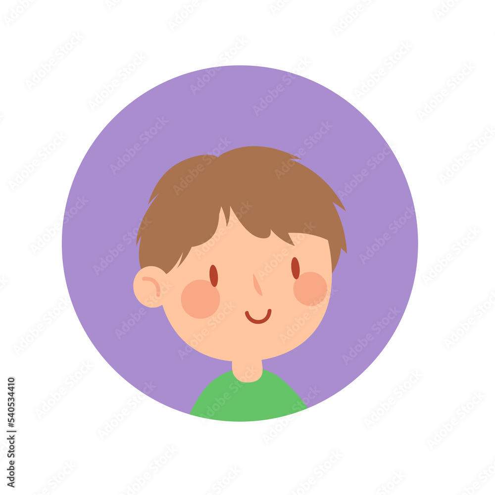 Kids avatar, smiling boy vector