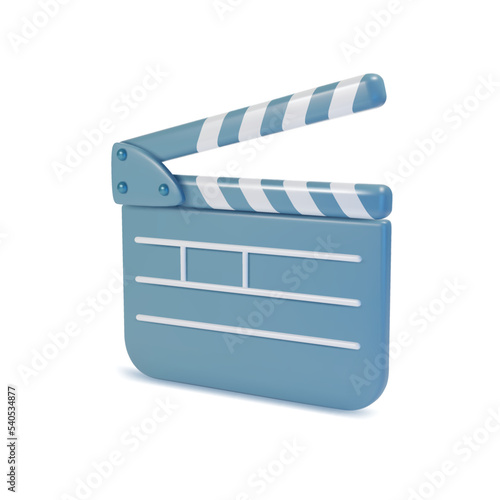3d Cinema Clapper or Clapperboard Video Shooting Clapboard for Films and Movies Plasticine Cartoon Style. Vector illustration