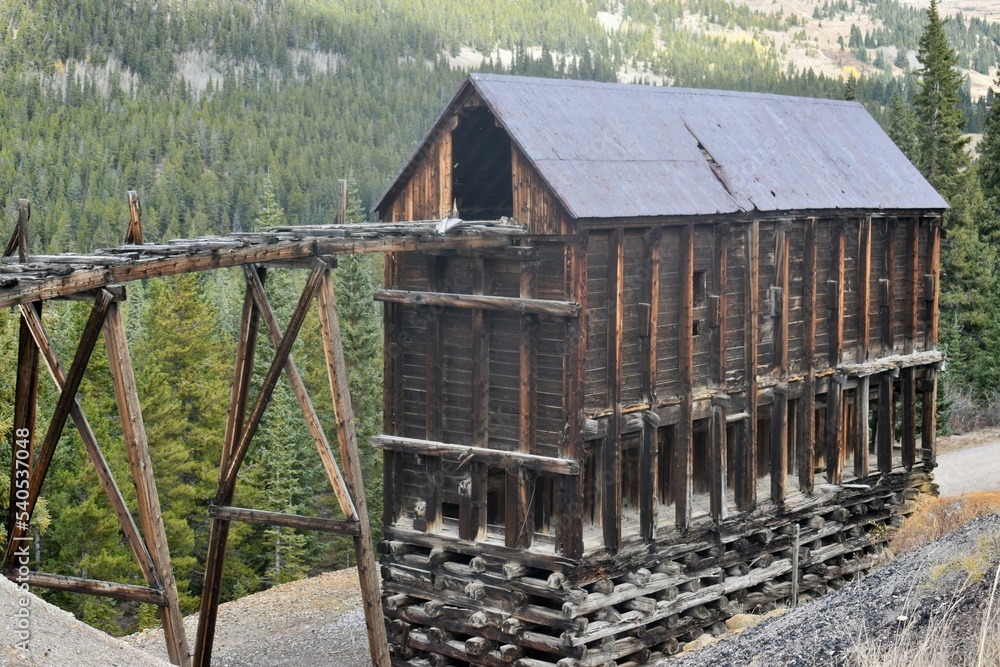 Old mining structure in the mountains