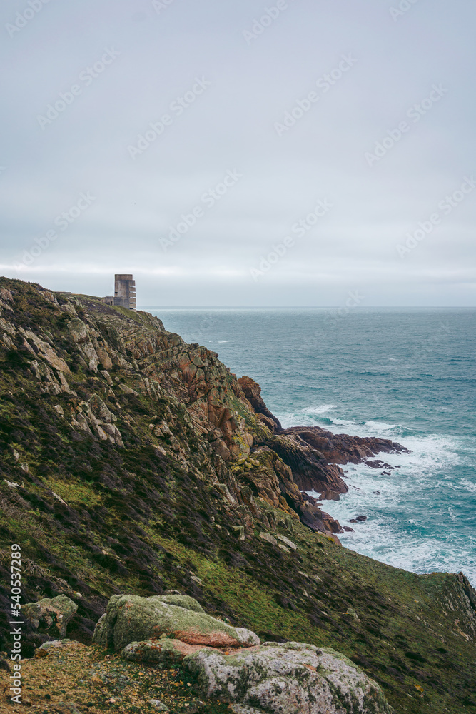 Beautiful nature views of coastal cliffs and beaches on Jersey Island