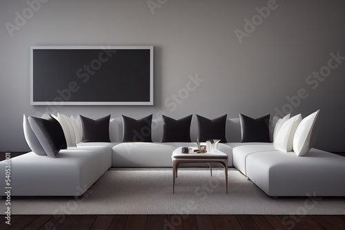 luxury lounge room with couch, 3d render