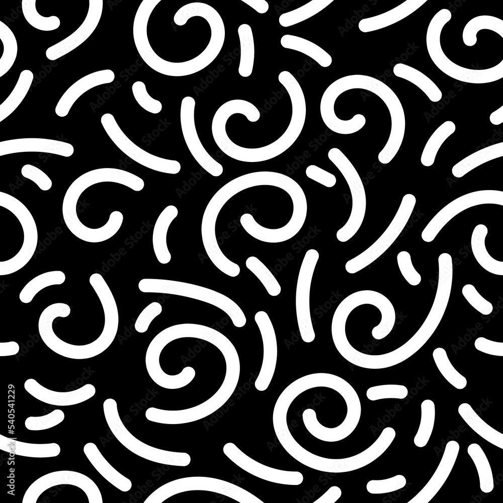 Abstract black and white seamless pattern with spiral elements Abstract black and white seamless pattern with spiral elements