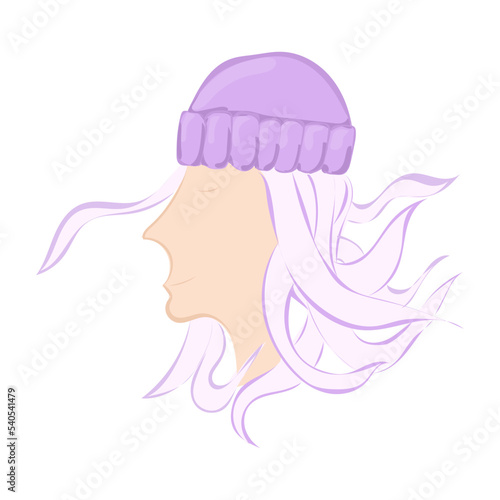 Frau mit Haaren im Wind