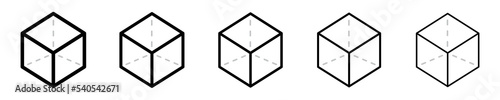 Set of cube vector icons. Cube 3d black line icon. Vector 10 Eps.